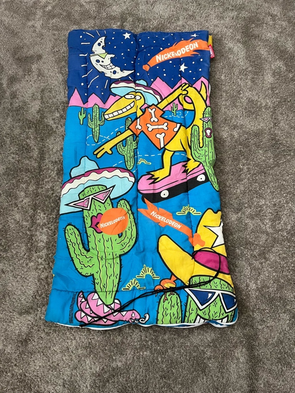 Vintage 1990 Coleman Nickelodeon Lizard Cactus Glow In The Dark Sleeping Bag